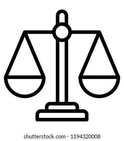 Symbol of law and justice, balance scale icon 