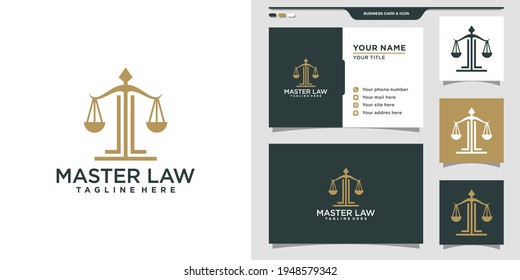 Symbol of the law logo and business card design. Logo can be used for law firm, law office. Premium Vector