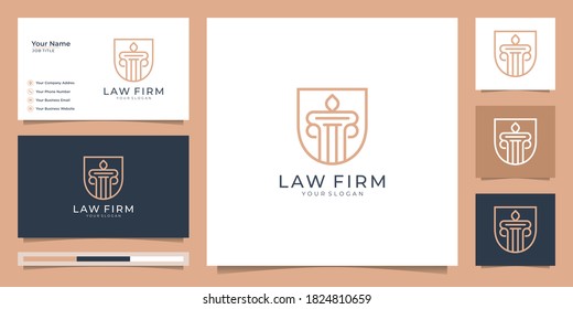 Symbol of the law of premium justice. law firm, law offices, attorney services, luxury logo design inspiration. Premium Vector