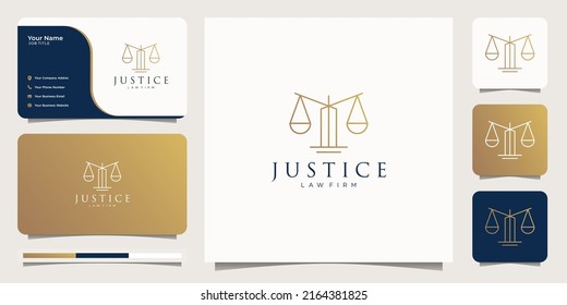 Symbol of the law of premium justice.law firm,logo design and business card template.Premium Vector