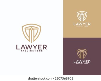 symbol lawyer attorney advocate logo template linear