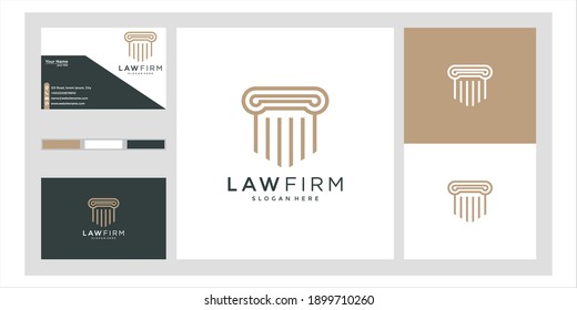 Symbol lawyer attorney advocate template linear style. company logotype and business card	
