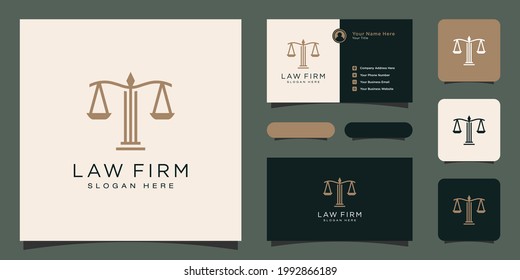 Symbol Lawyer Attorney Advocate Template Linear Style Company Logotype And Business Card