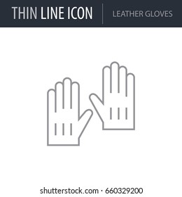 Symbol of Leather Gloves. Thin line Icon of Fashion. Stroke Pictogram Graphic for Web Design. Quality Outline Vector Symbol Concept. Premium Mono Linear Beautiful Plain Laconic Logo