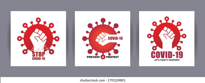 Symbol of Let's STOP Coronavirus infection. Concept icon or logo design of fight COVID-19. Coronavirus disease flat vector illustration. Healthcare campaign concept art.