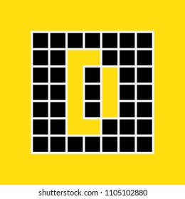 symbol letter (D) from reticular structure in black and yellow color editable vector