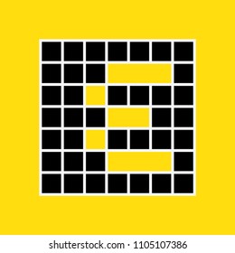 symbol letter (E) from reticular structure in black and yellow color editable vector