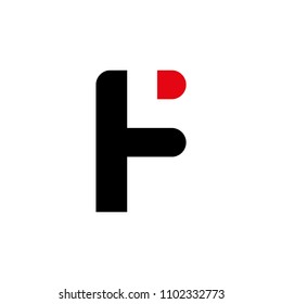 symbol letter f in black and red colors, editable vector