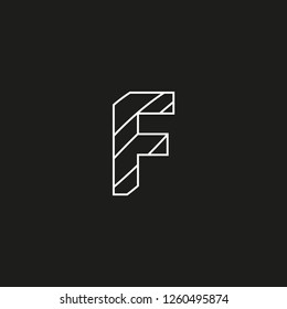 symbol letter F with hidden ends formed by lines, editable vector