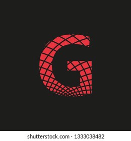 symbol letter G with appearance of footprint in red color on black background retro image, editable vector