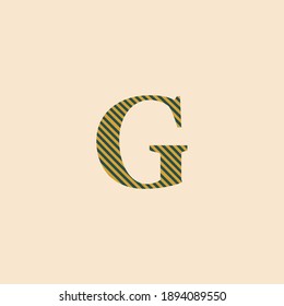 Symbol letter G, uppercase with classic style, trend colors 2021