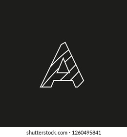 symbol letter A with hidden ends formed by lines, editable vector