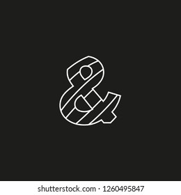 symbol letter & with hidden ends formed by lines, editable vector