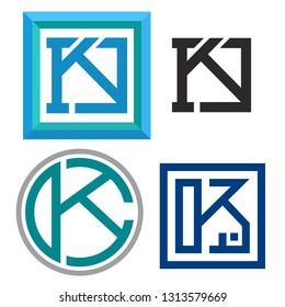 The symbol of the letter K in different versions. The capitalized letter K.