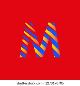 symbol letter M with volumetric effect decoration for children's party