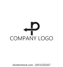 Symbol letter p with arrow vector logo