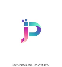 Symbol Letter P logo with pixel design technology, 3d style