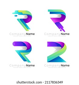 Symbol letter R logo with colorful design vector, 3d logos