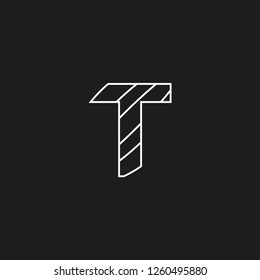 symbol letter T with hidden ends formed by lines, editable vector