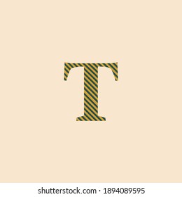 Symbol letter T, uppercase with classic style, trend colors 2021