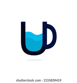 symbol of the letter U in the form of a cup. vector logo glass of water for your business