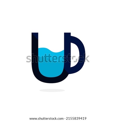 symbol of the letter U in the form of a cup. vector logo glass of water for your business