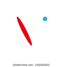 symbol letter V color red and blue, editable vector