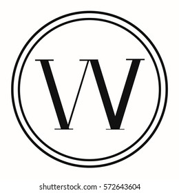 Symbol of letter w. template logo design. Black monogram.