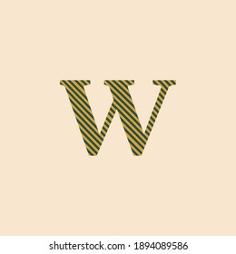 Symbol letter W, uppercase with classic style, trend colors 2021