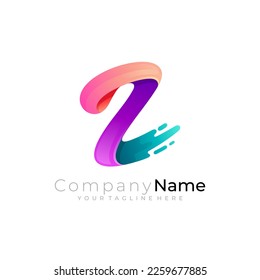 Symbol letter Z logo with simple design, 3d colorful style