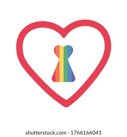 Symbol of the LGBT community in the form of a keyhole and a heart. Concept of love, the struggle for rights, freedom of choice.