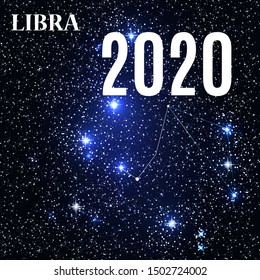 Symbol: Libra Zodiac Sign with the New Year and Christmas 2020. Vector Illustration. EPS10