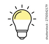 Symbol of light bulb idea, innovation, creativity, energy, knowledge and solution, great for presentations and concepts.