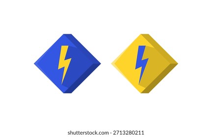 Símbolo con símbolo de relámpago con insignia de rombo