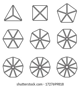 Symbol of line triangle, rectangle, pentagon, hexagon, hexagon, octagon. Design template vector