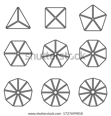 Symbol of line triangle, rectangle, pentagon, hexagon, hexagon, octagon. Design template vector
