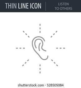 Symbol of Listen To Others Thin line Icon of Conscious Living and Friends Relations. Stroke Pictogram Graphic for Web Design. Quality Outline Vector Symbol Concept. Premium Mono Linear Beautiful