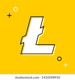 symbol of litecoin cryptocurrency thin line icon on yellow background. trendy financial flat vector illustration easy to edit and customize. eps 10