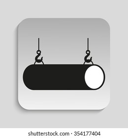 Symbol. Loading crane steel pipe. Vector icon.