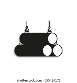 Symbol. Loading crane steel pipe. Vector icon.