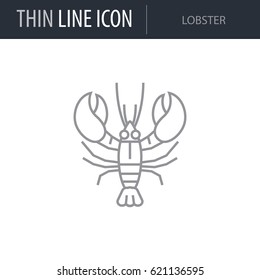 Symbol of Lobster. Thin line Icon of Food. Stroke Pictogram Graphic for Web Design. Quality Outline Vector Symbol Concept. Premium Mono Linear Beautiful Plain Laconic Logo