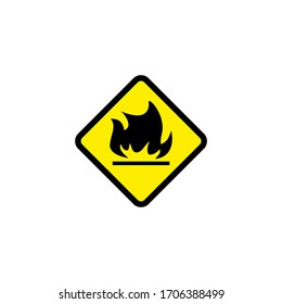 Símbolo y logotipo sobre la advertencia del diseño de plantillas de material altamente inflamables