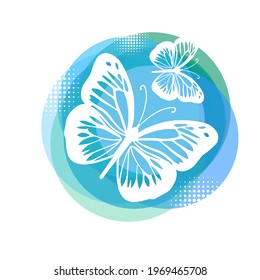 Symbol logo blue butterflys. Vector illustration