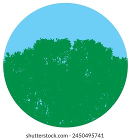 symbol or logo Blue earth and green trees, white background