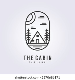 symbol logo of cottage or cabin logo line art vector illustration design