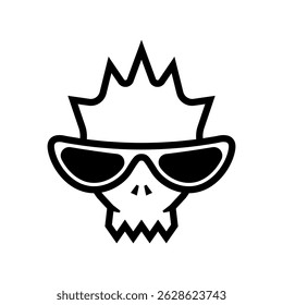 symbol logo head with pointed skull model with glasses