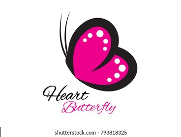 Symbol logo heart butterflys. Vector