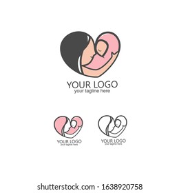 Symbol Logo, Mom And Baby. Vector Logo