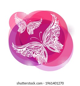 Symbol logo purple butterflys. Vector illustration