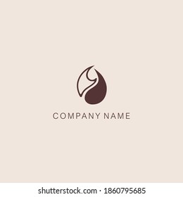 Ein Symbol oder Logo einer einfachen, minimalistischen, stilisierten Blumenknospe oder -form, bestehend aus zwei Elementen. Made mit einer dünnen Linie und Stelle.